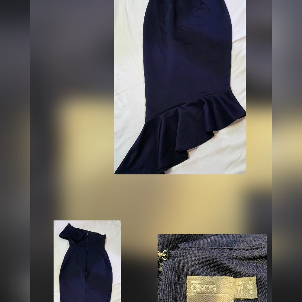 ASOS Dark Blue Skirt with Gold Tag